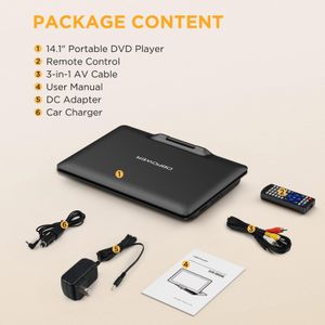 DBPOWER 16.9” Portable DVD Player – Swivel Screen, Rechargeable Battery