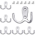 Gorffy Door Hooks 6 Pcs, Double Coat Hooks with 24 Screws, Retro Silver Coat Hooks for Door & Wall, Heavy Duty Metal Door Hooks Screw in for Hanging Robe, Towel, Coat, Bag & Hat (Silver, 6 Pcs)