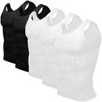 Odoland Mens 5 Pack Body Shaper Slimming Tummy Vest Thermal Compression Shirt Tank Top Shapewear