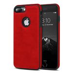 LIRAMARK PU Leather Flexible Back Cover Case Designed for Apple iPhone 7 Plus / 8 Plus (Red)