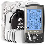 AUVON Dual Channel TENS Machine for Pain Relief, TENS Unit Muscle Stimulator with 20 Modes, 2" and 2"x4" TENS Pads Replacement (Black)