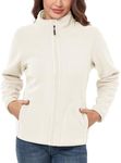 Davena Women's Reversible Sherpa Fleece Hoodie Jacket Zip Up Winter Fall Coat Warm Outwear with Pockets, B. Ivory, XX-Large