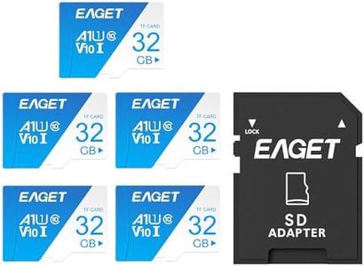 EAGET 5-Pack 32GB TF Memory Card Up to 100MB/s Read 30MB/s Write with SD Adapter, Mini SD Card, High Speed 4K Video for Dash Cam Security Camera Smartphone Tablet