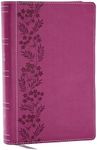 NKJV Personal Size Large Print Bible with 43,000 Cross References, Pink Leathersoft, Red Letter, Comfort Print