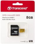 Transcend 8GB microSDHC 500S Memory Card UHS- I, C10, U3, V30, 4K, Full HD, Up to 95/80 MB/s (ideal for action cameras and drone cameras) TS8GUSD500S