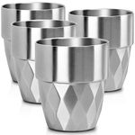 Beasea Stainless Steel Cup, 10 oz Set of 4 Stackable Stainless Steel Insulated Cups, Small Metal Cup Double Wall Tumbler Vacuum Metal Drinking Glasses for Home Restaurant Outdoors Camping Party