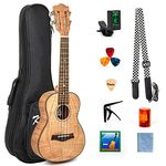 Classical Ukulele Kit Tiger Flame Okoume Wood for Beginner and Professional Player By Kmise (26 Inch Tenor)