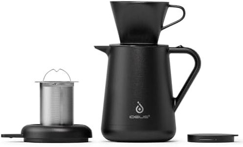 Ideus Insulated Pour Over Coffee Maker Set 20oz, Stainless Steel Coffee Pot Pour Over Set Camp Coffee Carafe BPA-Free with Dripper and Tea Infuser for Home, Office & Camping (Black)