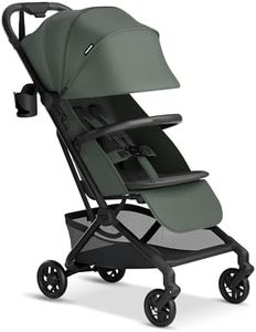 Mompush Velo Lightweight Travel Stroller – One-Hand Fold, Ultra-Compact & Airplane Friendly, Lie-Flat Recline Seat (from Birth to 50 lbs), Includes Cup Holder, Shoulder Strap, and Leather Bumper Bar