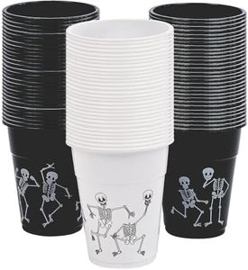 Fun Express Skeleton Printed Disposable Cups (16 oz - 50 cups) Halloween Party Supplies