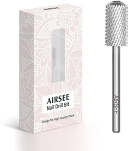 AIRSEE Tungsten Carbide Acrylic Nail Drill Bit Efile Electric File Machine Head Tip for Manicure Polishing Art Remove Gel 3/32" 2 Way Beginner Safety Round Top Cylinder Barrel Coarse-C