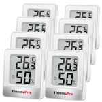 ThermoPro TP49W-8 Digital Mini Thermo-Hygrometer Thermometer Room Thermometer, 8 pack Indoor Temperature and Humidity Meter with Smiley Indicator