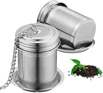 House Again 2 Pack Tea Infuser, Extra Fine Mesh Tea Infusers for Loose Tea, 18/8 Stainless Steel Tea Strainer with Extended Chain Hook, Tea Steeper for Brew Tea, Spices & Seasonings