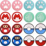 NPTCL Thumb Grip Cap Compatible for Nintendo Switch Joystick Cover Button KeyCap Silicone Caps (16pcs Mario)