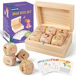 Homotte Wooden Yoga Dice Set for Kids, Ages 3+. Includes 4 Posture Dice, 1 Instruction Dice, 1 Time Dice, 12 Yoga Cards & Gift Box. Fun Yoga-Starter Sets.