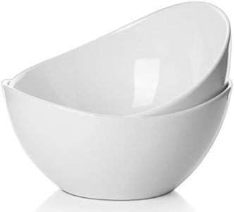 Samsle Porcelain Serving Bowls Set (9 inch),48 Oz for Salads, Large Serving Dishes for Party Dinner,Side Dishes,Serving Platter,Oval Shape,Microwave & Dishwasher Safe,Set of 2, White