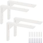 OVOV Heavy Duty Brackets 6inch Set of 4 Wall Mount Triangle Shelf Brackets White Iron Shelf Brackets with Screws Sturdy Shelf Supports (White 4pcs) 6inch