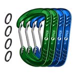 RHINO Produxs 12kN Heavy Duty Lightweight Wiregate Snap Carabiner Clips with Keyrings- Excellent for Securing Pets, Outdoor, Camping, Hiking, Hammock, Dog Leash Harness, Keychains, Water Bottle