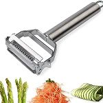 Technoways Solution Peeler and Slicer for Vegetables and Fruits with Julienne and Serrated Blades Tool Cutter Slicer Shredder Scraper Fruit Potatoes Carrot Cucumber (Sliver)