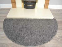 Half Moon Semi Circle Non Slip Machine Washable Hearth Living Room Fireside Rugs (Grey Charcoal)