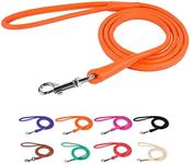 CollarDirect Rolled Leather Dog Leash 4ft, Soft Padded Training Leather Dog Lead 6ft, Puppy Leash Rolled Leather Small Medium Large Black Blue Red Orange Green Pink White (Orange, Size XL 6ft)