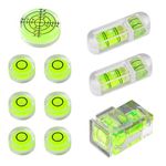 XoeLLe Mini Bubble Level, 10Pcs Small Spirit Level Square Mini Round Bullseye Bubble Mini Spirit Bubble Level Mark Measuring Instruments Layout Tools for Picture Leveling Camera, Camping