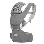 Baby Carrier with Hip Seat Baby Wrap Carrier All Season Multifunctional Baby Carrier Newborn to Toddler Baby Doll Carrier Front and Back for Men and Girls (Light Grey)