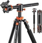 K&F Concept 74 inch Camera Tripod,Professional Center Axis Horizontal Tripods with Detachable Monopod,360 Degree Ball Head,Quick Release Plate Compatible with DSLR Cameras T254A6+BH-28L(SA254T3)