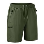 JHMORP Men's Running Shorts Light Elastic Waist Stretch Fishing Hiking Cycling Mountain Climb Travel Shorts with Pockets (Army Green,CA S)