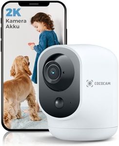 COCOCAM 2K Überwachungskamera Innen WLAN mit 5200mAh Akku, kabelloser 355°P 90°T, Baby Monitor Haustierkamera Altenpflege, KI-Erkennung, PIR-Personenerkennung, Funktioniert mit Alexa, 2.4G WLAN