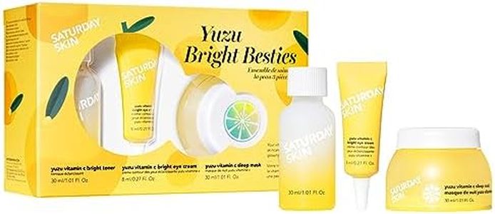 Saturday Skin 3-Piece Skin Care Set Yuzu Vitamin C Sleep Mask Yuzu Vitamin C Bright Toner and Eye Cream Overnight Facial Masks Korean Beauty Best Vitamin C Skincare Set