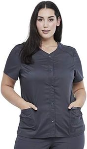 Cherokee - Ropa de trabajo para mujer Revolution Snap Front V-cuello WW622, Peltre, 5XL Extra amplio