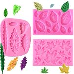 3 PCS Leaf Fondant Mold Silicone Leaves Modeling 3D Leaves Shape Moulds Cake Decorating Tools for Making Chocolate DIY Polymer Clay Sugar Soap Crafting Projects