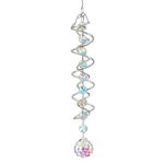 17.7in Crystal Sun Catcher,Colorful Hanging Suncatcher with Octagonal Beads and Chain,Gazing Ball Spiral Tail,Rainbow Crystals for Indoor Outdoor Garden Decoration