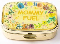 AmyZone Metal Pill Organizer Travel Friendly Portable Compact Pill Box Cute Pill Case to Hold Vitamins/Tylenol/Fish Oil/Supplements/Meds/Tablet for Purse/Pocket(Mommy Fuel)