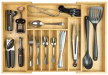 KitchenEdge Premium Silverware, Flatware and Utensil Organizer for Kitchen Drawers, Expandable to 25 Inches Wide, 10 Compartments, 100% Bamboo…