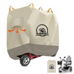 COVERVIN Mobility Scooter Storage Cover, All-Weather Waterproof and Durable, Suitable for 56 inches Long,with Reflective Carry Handles and Vents (Beige&Brown XL)