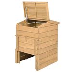 Goplus Solid Wood Compost Bin, 48 Gallon Outdoor Composter w/Lockable Sliding Door, Flip-top Opening, Gas Rods, Heavy-Duty Large Capacity Composter for Backyard, Garden, Farm