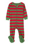 Footed Sleeper Red/Green Pajama 3-6 Months (3-6 Months, Red & Green)