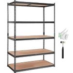 VEVOR Storage Shelving Unit, 5-Tier Adjustable, 2000 lbs Capacity, Heavy Duty Garage Shelves Metal Organizer Utility Rack, Black, 48" L x 24" W x 72" H for Kitchen Pantry Basement Bathroom Laundry