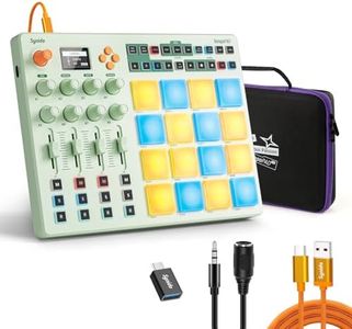 Midi Pad Controller, Portable Beat Maker Machine with Drum Pads, Beginners Beating Pad Velocity Sensitive, LED Display for Music Production (Wireless MIDI)