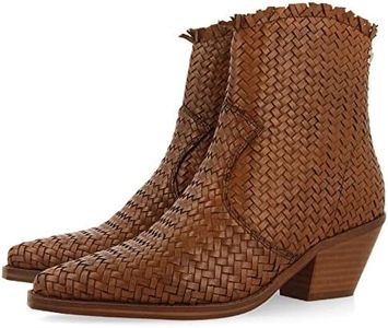 GIOSEPPO Botín Estilo Cowboy en Piel Trenzada Color Cuero para Mujer kokkola