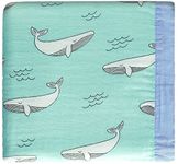 Muslin Swaddle Blanket, Whale Baby Blankets for Boys Girls Toddler, Everything Blanket, Blue Stroller Cover, Oversized 43X45inchs