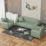 Lukzer Universal 5 Seater 3+1+1 Jacquard Sofa Cover with 2 Cushion Cover Soft Touching Flexible Stretch Slipcover (Pastel Green Zigzag Pattern/SC-076-05/180-230cm) (220 GSM)