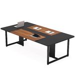 Tekavo Meeting Table For 8 People | Conference Table | Large Office Table | 240 Cm Long X 120 Cm Wide | 8 Ft Table/Diy - Engineered Wood, Black