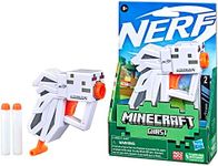 Nerf MicroShots Minecraft Ghast Mini Blaster, Minecraft Ghast Mob Design, Includes 2 Official Nerf Elite Darts, Pull-Down Priming Handle