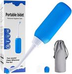 Portable Bidet Sprayer 500ml/17oz,Personal Hygiene Bathroom Aid Pregnant Women Cleansing, Kids Ass Washing,Postpartum Clean with 2 Nozzles and Portable Bag, for Travel,Kids,Puerpera,Eldery (Blue)