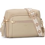 HILAEX Women's Cross Body Bags, Crossbody Bags for Women with Anti-Theft Function 4 Zip Compartments Women Shoulder Handbags with Adjustable Wide Strap Khaki