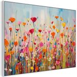 Large Bright Colourful Framed Wall Art for Living Room - Floral Canvas Artwork- FF2119 - XXL - 123cm x 82cm