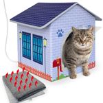 Heated Cat Houses for Indoor/Outdoor Cats with Heated Cat Bed Providing Safe Feral Cats , Easy to Assemble